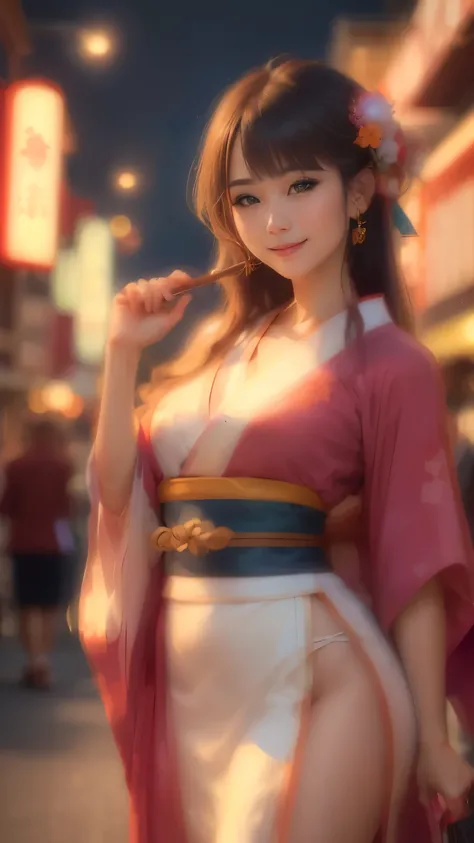 (((top quality, 8K, masterpiece))), Clear Focus, (Beautiful woman with perfect figure), Slim, (hairstyle: up)), ((kimono: cane)), Street: 1.2 Highly detailed face and skin texture Detailed eyes Double eyelids Random pose, (smile),super cute Japan person,su...