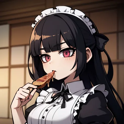 PorcelainMaid, vtuber, doll, eating a steak