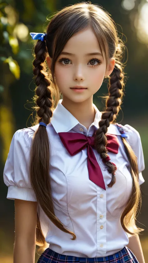 (2girls), ((best Quality)), (Ultra-detailed), (extremely detailed CG unified 8k wallpaper), Highly detailed, High-definition raw color photos, Professional Photography, (twintails), Amazing face and eyes, Pink eyes, (hi-school uniform, pleated mini skirt:1...