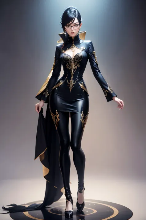 Bayonetta Unsing Original Full Body Clothing in Standing Circle, fantasia, estilo terno preto, 