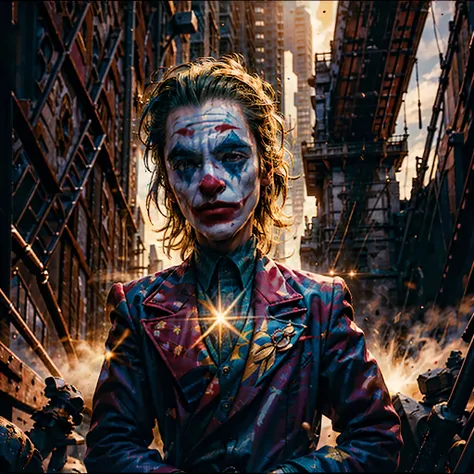 Galaxy nebulae stars nebula starry_sky sunset spacious sunrise panoramic sunshine, "The Joker" A photograph of a Joker playing an electric guitar in the style of The Joker (2022) trending on artstation deviantart pinterest furaffinity detailed realistic ul...