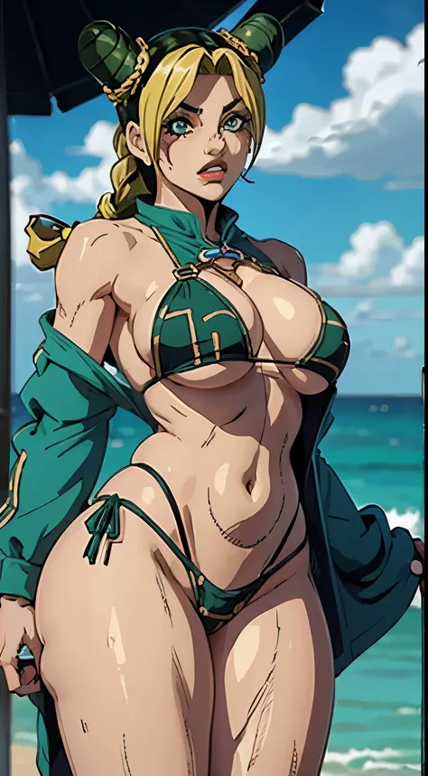 Jolyne, Big breasts, thick legs, micro bikini 