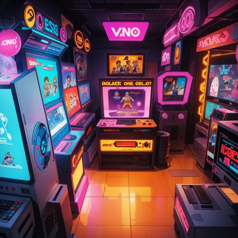 a transverse isometric arcade game, 80's video store, sonico, blockbuster, jogo dos anos 1980, nostalgic and cool showing a sing...