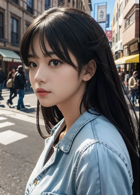 (highest quality:0.8),
(highest quality:0.8), perfect anime illustration, extreme closeup portrait of a pretty woman walking through the city,sad expression