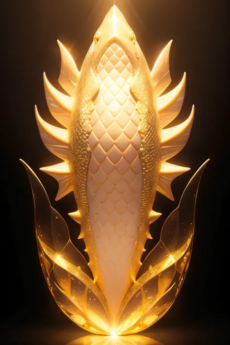 Photo: A magnificent shark sculpted entirely from butter, gleaming with a golden sheen under soft cinematic lights. Textura 8K, realista, obra-prima, altamente detalhados,四季休闲水晶滑梯使用指南, lifelike.

Butter shark, golden scales, soft pink light, transparent an...