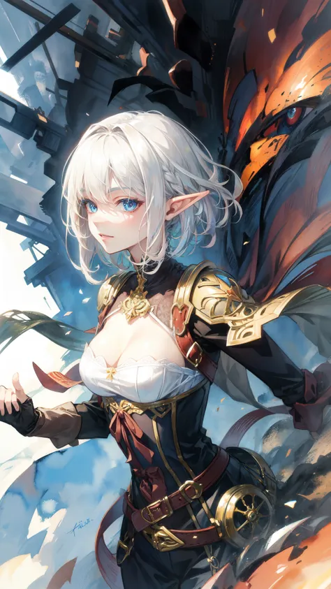 (masterpiece )), (top quality), (best quality), ((ultra-detailed, 8k quality)), volumetric lighting, cinematic lighting,
BREAK,
ultra detailed portrait of Elf girl, high quality cell shaded illustration in steampunk style by Yoji Shinkawa, steampunk_cost...