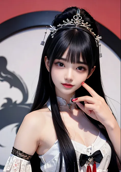 there is a woman with long black hair posing for a picture, cruel korean goth girl, menina coreana, Ulzzang, Mulher sul-coreana bonita, pale fair skin!!, pale thin lips, linda mulher coreana jovem, Cara Sexy, 1 8 I, beautiful aesthetic face, Heonhwa Choe, ...