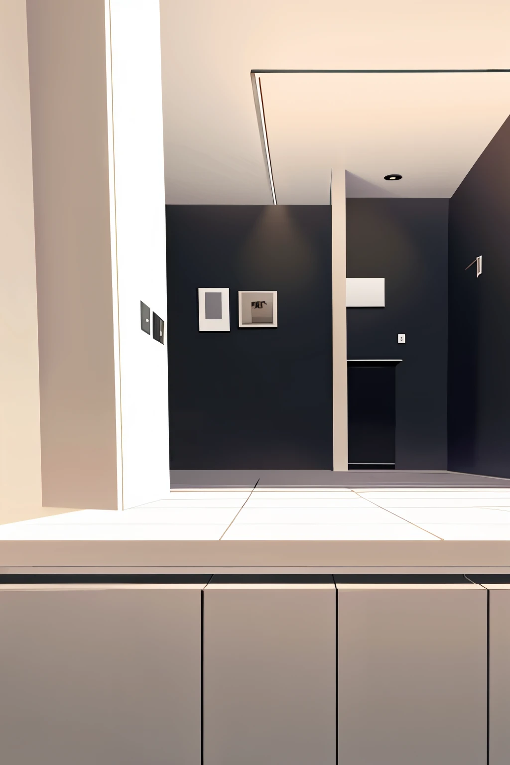 There is a bathroom in the bathroom with black walls., a digital painting, smooth. digital painting, computer drawing, sharp digital painting, Digital Paint, Still animation, In the form of simple realism., Inspiration from Joseph Manes, digital sketch, In...