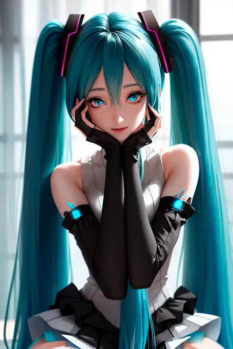 anime, girl, (((1girl))), (((waifu, vocaloid, miku hatsune waifu))), ç(((long hair, twintails hair))), ((cyan eyes eyes:1.3, upt...