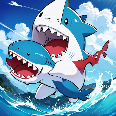 cute shark character、threat