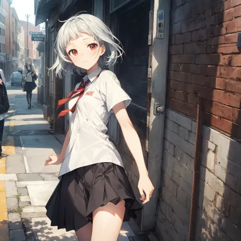 Super high quality by the art god, super detailed, High resolution, Ilya Kubshinov style, anime moe art style, best anime 8K konachan wallpaper, pixiv contest winner, perfect anatomy, break,(眠そうにalone学校へ行く女の子を描いてください. ),break, surreal high school girl, (al...