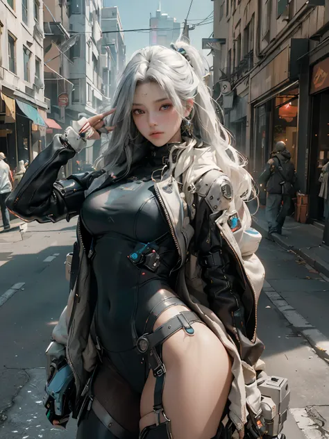 ((best quality)), ((masterpiece)), (detailed:1.4), 3D, Image of a beautiful cyberpunk woman,human development report (high dynamic range),(street view),Ray tracing,super resolution,subsurface scattering,PBR texture,post processing,Anisotropic filtering,dep...