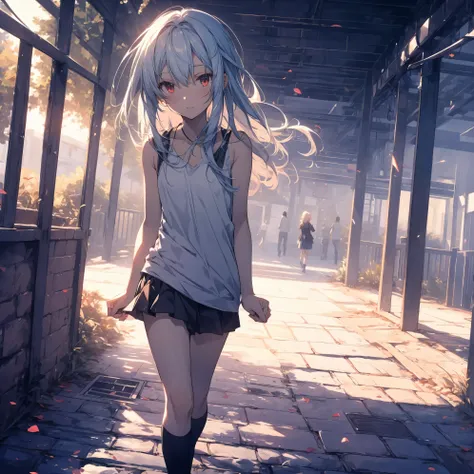 Super high quality by the art god, super detailed, High resolution,  Shinkai Makoto style,  anime moe art style, best anime 8K konachan wallpaper, pixiv contest winner, perfect anatomy, break,(Please draw a sleepy girl walking alone to the village.. ),brea...