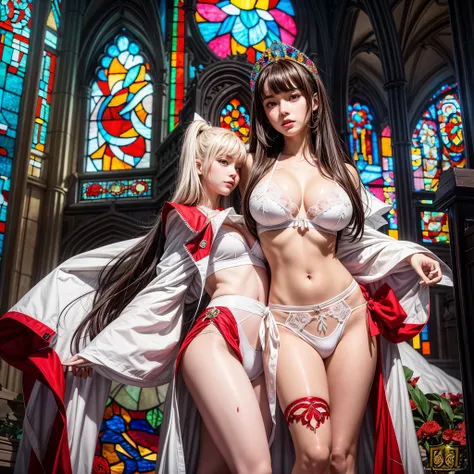 White and Red, (Dazzlingly colorful Light shines:1.2), Masterpiece, (physically-based rendering with ultra-detailed, (realistic and (photorealistic:1.37) with touch of rawness), Acutance:0.8) . A group of KAWAII girls in (school uniform) with opened Overfl...