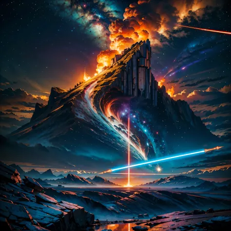 Nebulae galaxy stars Nebula starry_sky Sunset spacious SunRise panoramic sunshine (((Epic Star Wars movie poster))) deep path equirectangular science-fiction Unrealengine5 ultra Masterpiece hyper pro_photo-realistic saturate meticulously intricate ultra op...