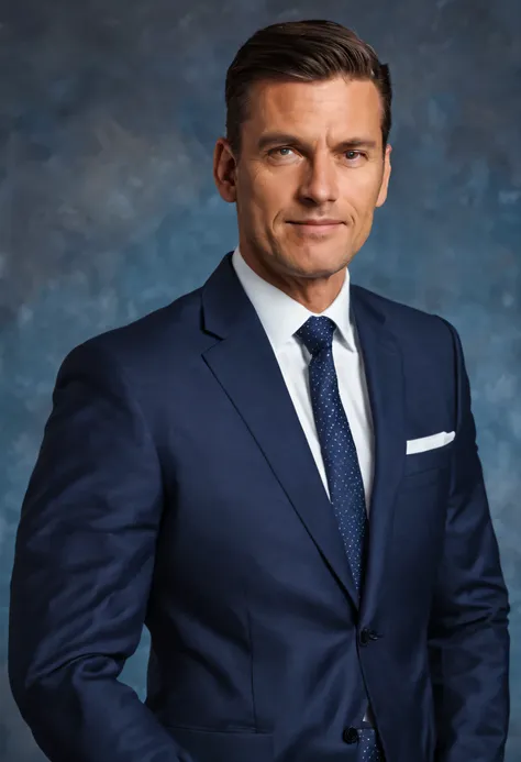 A man in a suit poses for an application photo