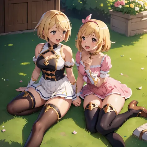 granblue fantasy,Grabble,djeeta,djeetaちゃん,mesugaki,Official Images,Official illustration,black knee high socks,pink clothes,,thighs thighs thighs,djeeta,The kids,laughter,blonde,むちむちthighs thighs thighs,