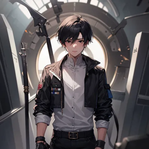 1 boy, short hair, black hair, black eyes, highres, masterpiece, best quality, super fine illustration