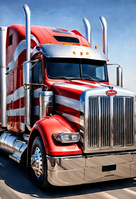 peterbilt truck with american pride painted on the side, patriotic!, realistic paint job, detailed airbrush art, semi truck amaz...