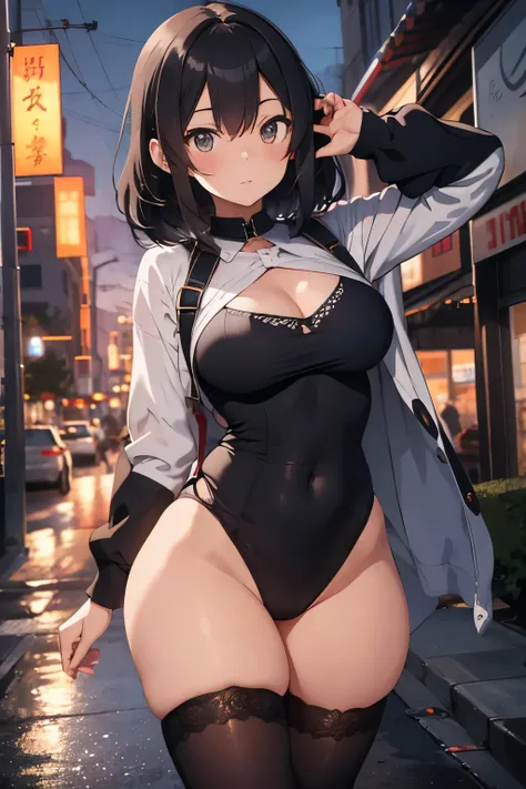 In the stillness of the urban night, a young teenage girl, clad in solo majesty, ambled down the deserted street. The adult anime style breathed life into every detail, with strong lineart defining her slender figure. The soft painting accentuated the sens...