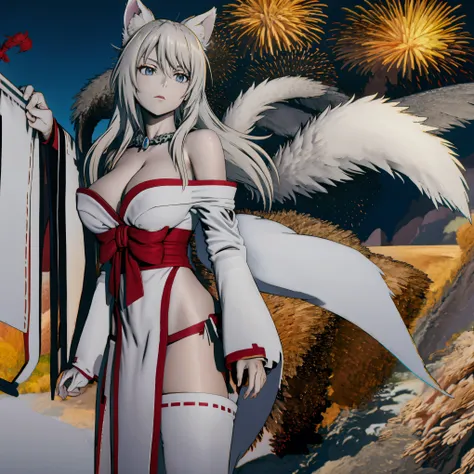 8k, resolution, high quality, high resolution, best quality, extremally detailed, best resolution, absurd resolution, ray tracing, high detailed, masterpiece, extremely detailed,shoulder length white hair, female,2 white wolf ears, teenage girl, slim body,...
