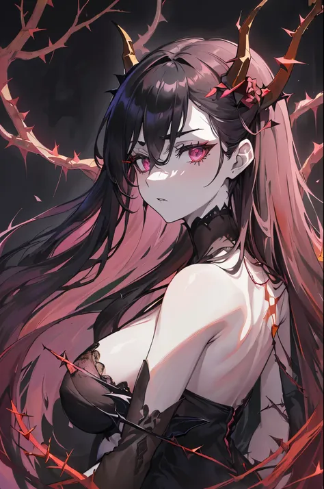 ((anime artstyle)),(Masterpiece),(Best Quality), (Super Detail),((Very Delicate and Beautiful)),((Solo)),((1 arrogant demoness in black red and gold gorgeous lingerie)),((BlingBling)),((arrogant)),(((stoic expression))),(Purple eyes),Sharp eyes, detailed f...