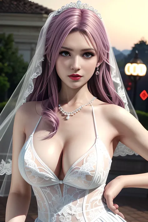 1 girl,Alice,(in wedding dresses:1.4),(go shopping),jewelry,grace,(((red lips))), Lips slightly open, lustful smile,  clavicle,charming figure,huge breasts,Charming cleavage,((8k, original photo, top quality, masterpiece), HD RAW color photos professional ...