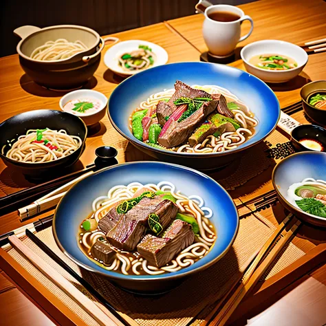 beef noodles, chinese cuisine, best quality, 8k.