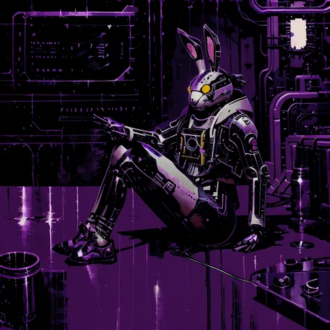 a mechanical rabbit，Cryptopunk style