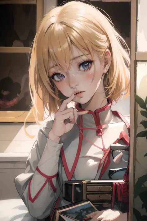 Blonde haired girl in uniform posing for a photo, anime. soft lighting, anime girl in real life, a surreal high school girl, portrait of cute anime girl, surreal high school girl, portrait anime girl, photorealistic anime, soft portrait shot 8k, portrait o...