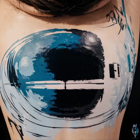 a futuristic tattoo writing, in the form of a painting.