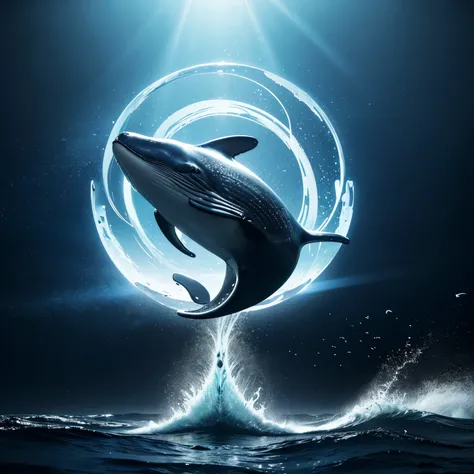  Design a logo，The content is the following requirements。1.Visualization：for performance"鲸智Unbounded"The majestic atmosphere，I will use whale as the main element，将其Visualization，show wisdom、power and depth。

2. abstract elements：Based on the image of a wha...