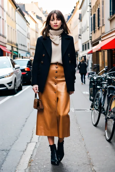 Maillard outfit，street photography，French streets，french woman，grace，The face is very delicate，Autumn and winter clothing