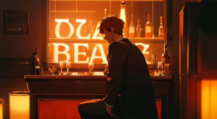 high-end jazz bar, high res, ultrasharp, 8k, masterpiece, orange light