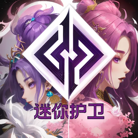 Close up of purple and white logo with diamonds, kanliu666, xianxia, heise jinyao, Chiba Yudai, guangJian, Li Zixin, Keda, qiangshu, g liulian art style, xianxia fantasy, Genshin, Jia