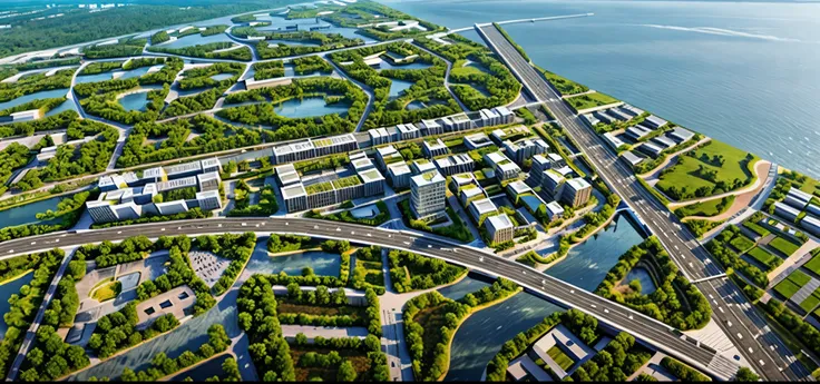 aerial view of a city with a lot of buildings and a clock tower, seen from above, view from above, modern city, year 3000, russian modern city, very modern, tall skyscrapers, photo from above, surrounding the city, photo taken from above, small town surrou...