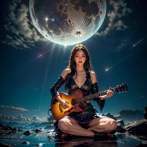 nebulae hyper Nebula starry_sky Moonset epic moonrise spacious moonshine Loli Guitarist Guitar Loli Musician piano Exhibitionist Unrealengine5 ultra masterpiece ❤ meticulously intricate ultra_high-details ultra_high-def ultra_high-res ultra_high-quality op...