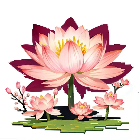 a pink lotus flower with pink petals, shaded, video game sprite, pixel art, the spriters resource