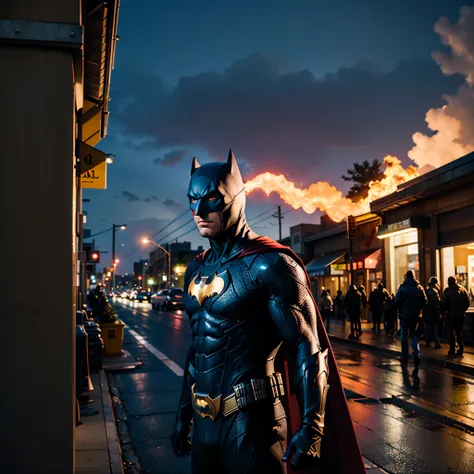 Batfleck Ben-Affleck batman in the rain on a city street at night, from movie batman, film still of batman, in batman movie still cinematic, ryan renolds as batman, still image from batman movie, the batman, batman, in batman, dwayne johnson as batman, dav...