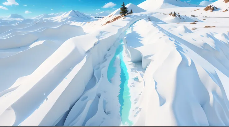 snowy mountain 3d cartoon, high resolution