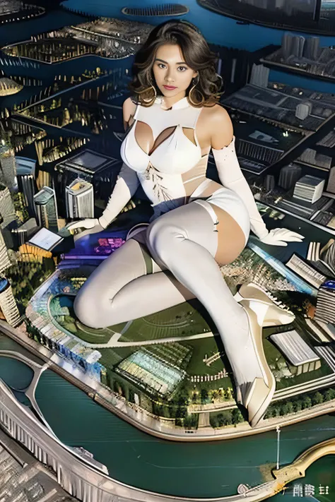 giantの芸術, 非常に詳細なgiantショット, giant, short hair, black pantyhose, a giant princess much bigger than a skyscraper, wearing rimless g...