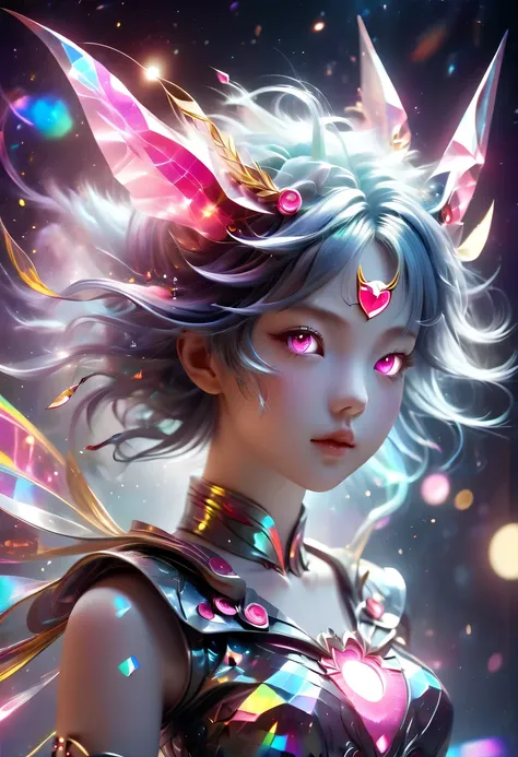 two-dimensional，A super cute &Quote;Sailor Moon&Quote;（Sailor Moon），mini pictures，Beautiful slim girl in anime style，cyberpunk，Steampunk，fault art，Holographic projection，mechanical aesthetics，Ancient，neon lights，laser light，fluorescence，space light，glow ef...