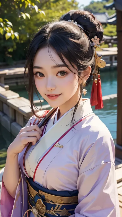 beautiful girl in Japanese mythological costume, front face, photo, an extremely delicate and beautiful, extremely detailed, Amazing, extremely detailed skin, (18 years old:1.2), cute girl, famous Japanese idol, kawaii, fair skin, shiny skin, chin thin, (s...