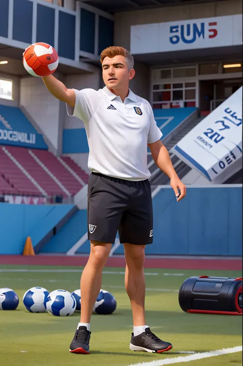 Gerar uma imagem, alta qualidade, 36K, ultra-resolution 1 football coach, in Stadium