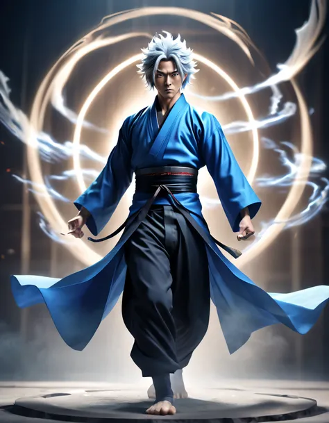 gojo satoru |, este misterioso e poderoso feiticeiro de jujutsu, stands out among jujutsu sorcerers for his incomparable skills. (melhor qualidade,4k,8k,high resolution,obra de arte:1.2),ultra-detalhado,(realista,photorealista,photo-realista:1.37), olhos a...