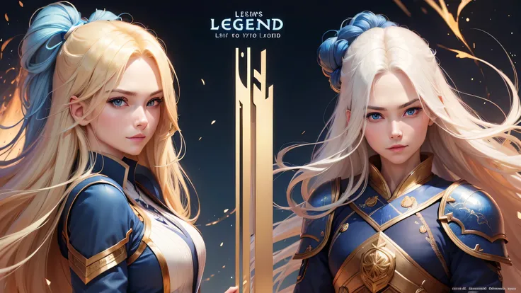 Leauge of legends, lux, blond hair, blue eyes, long blond hair, pretty face, high quality, blue pants, pc wallpaper, stands by in Japan, blue hair band, 4k, close up shot, happy face, alone