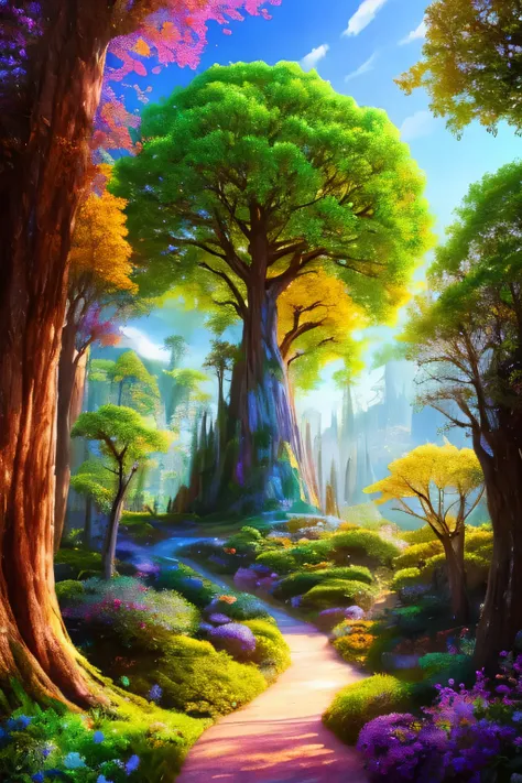 obra maestra, Mejor calidad, alta calidad,extremadamente detallado CG unity 8k wallpaper, An enchanting and dreamlike scene of a fantasy forest., with towering trees, hongos brillantes, and hidden fairy glens, creating a sense of mystique and charm, art st...