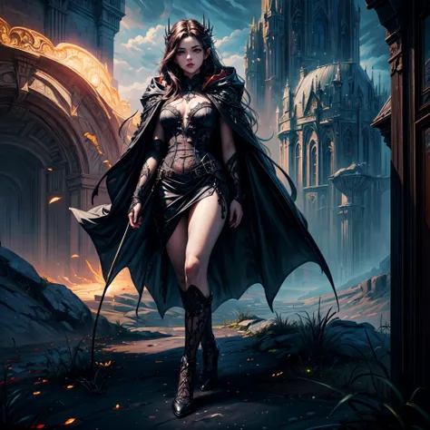 fantasy art, gothic art, (masterpiece:1.5), full body best details, highly detailed, best quality, Glowing Purple, highres, full body portrait of a vampire, elf (Masterpiece, best quality: 1.6), ultra feminine, wizard, (intricate details, Masterpiece, best...