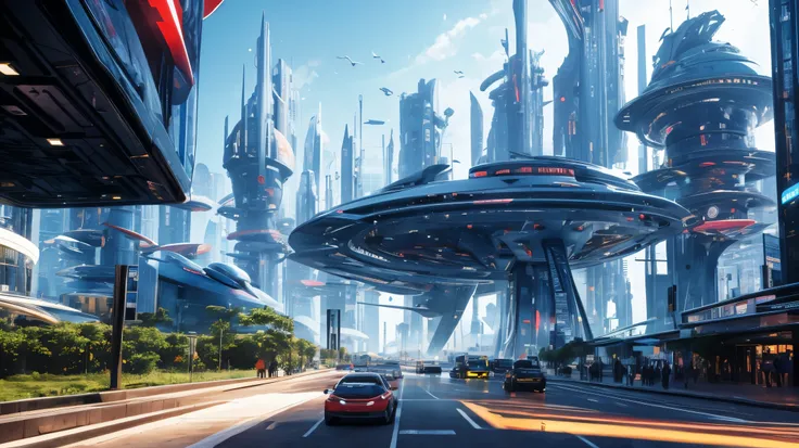 Uma super cidade dourada futurista hi-tech