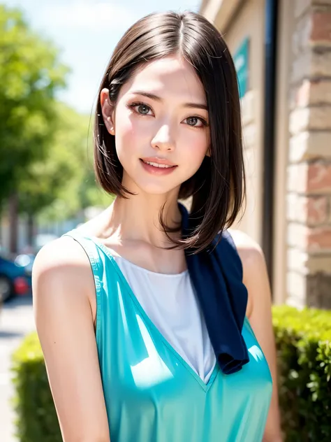 (table top, highest quality、High resolution:1.4、very attractive beauty、Adds intense highlights to the eyes、look closely at the camera:1.4、Beautiful woman full of charm、ideal body proportions、perfect anatomy、brunette short bob hair、shiny hair、bangs:2、光沢のあるb...